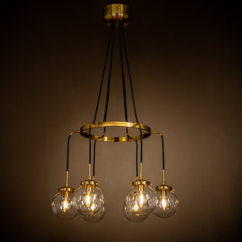 Mercer41 6lights Modern Clear Glass 2tier Globe Chandelier Antique